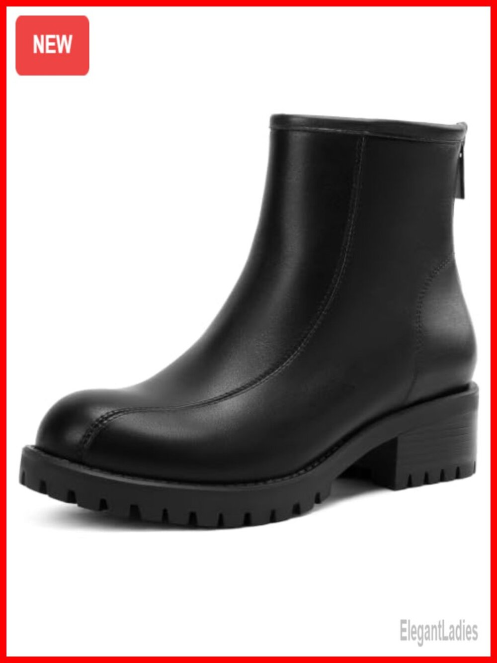 Wide Width Chelsea Combat Ankle Boots Low Heel Faux Leather